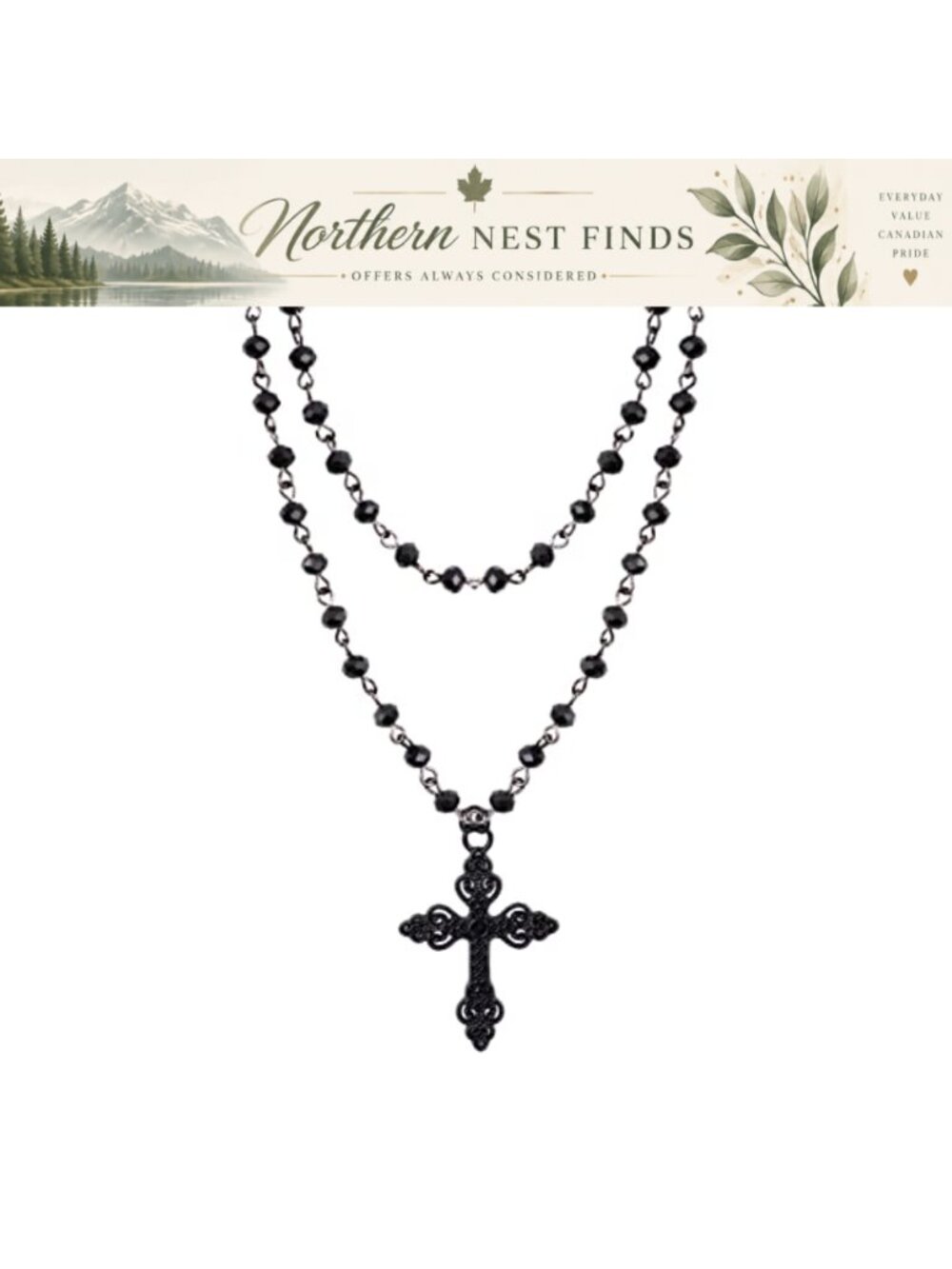 Gothic Cross Choker Necklace Black Rose Zinc Alloy